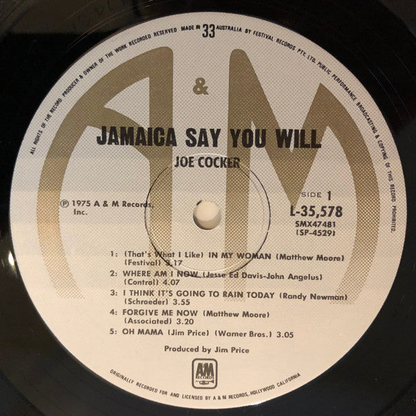 Joe Cocker – Jamaica Say You Will LP vinyl record, image 6 of 8