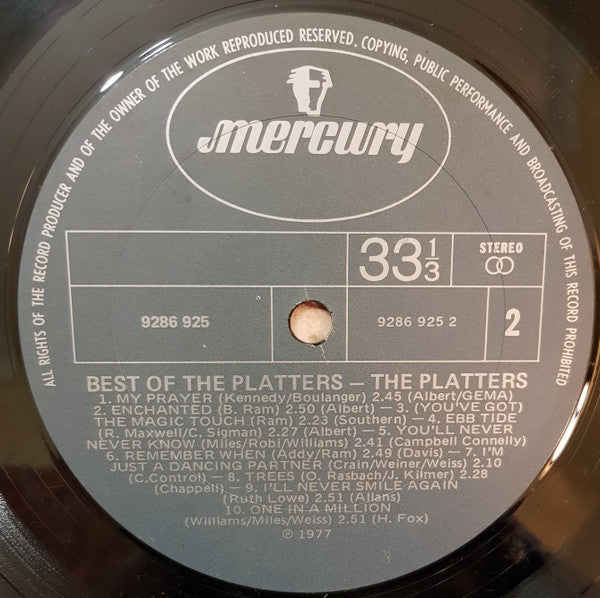 The Platters – Best Of The Platters LP vinyl record, image 4 of 4