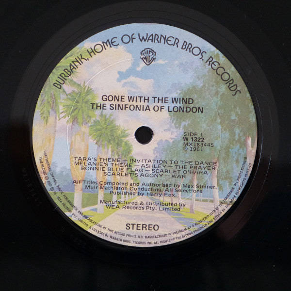 Max Steiner, Muir Mathieson, Sinfonia Of London – Gone With The Wind LP vinyl record, image 3 of 4