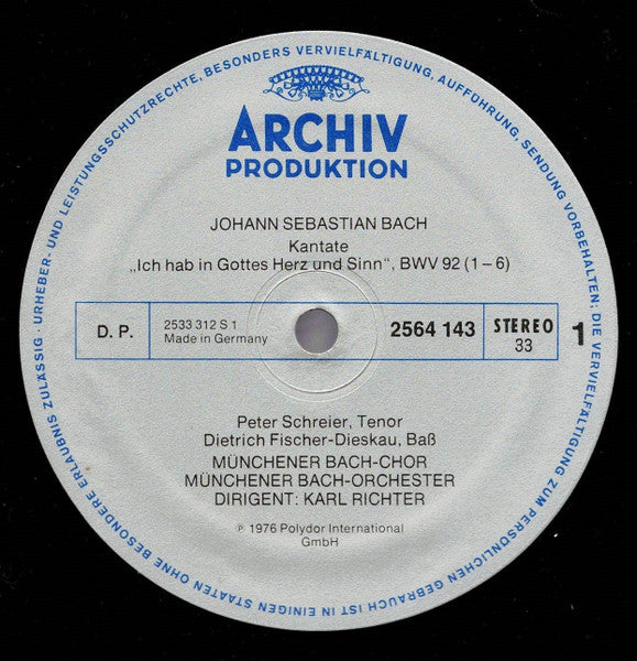 Johann Sebastian Bach, Edith Mathis, Anna Reynolds, Peter Schreier, Dietrich Fischer-Dieskau, Münchener Bach-Chor, Münchener Bach-Orchester – Kantaten Ostern = Easter = Pâques (6xLP) LP vinyl record, image 3 of 10