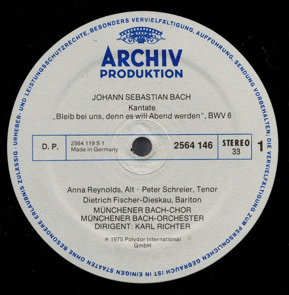 Johann Sebastian Bach, Edith Mathis, Anna Reynolds, Peter Schreier, Dietrich Fischer-Dieskau, Münchener Bach-Chor, Münchener Bach-Orchester – Kantaten Ostern = Easter = Pâques (6xLP) LP vinyl record, image 9 of 10