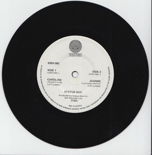 Status Quo – Caroline / Joanne 7" vinyl record, image 1 of 2