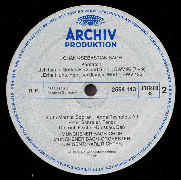 Johann Sebastian Bach, Edith Mathis, Anna Reynolds, Peter Schreier, Dietrich Fischer-Dieskau, Münchener Bach-Chor, Münchener Bach-Orchester – Kantaten Ostern = Easter = Pâques (6xLP) LP vinyl record, image 4 of 10