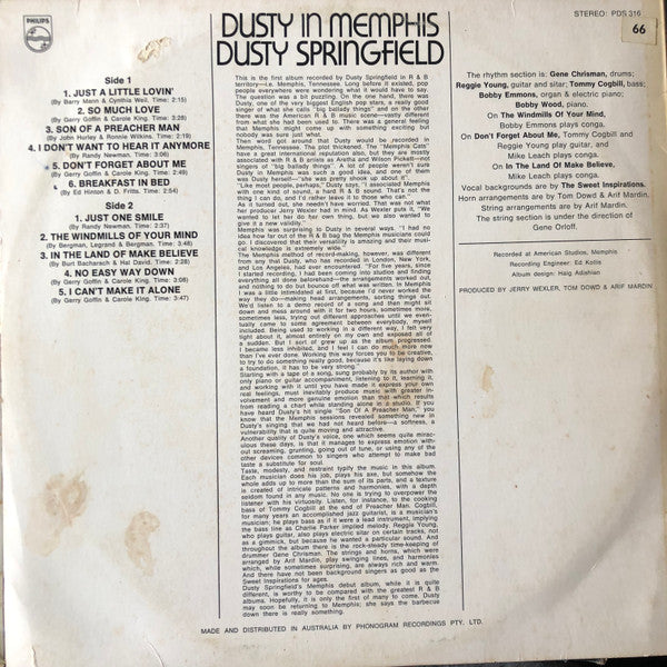 Dusty Springfield – Dusty In Memphis LP vinyl record, image 2 of 4