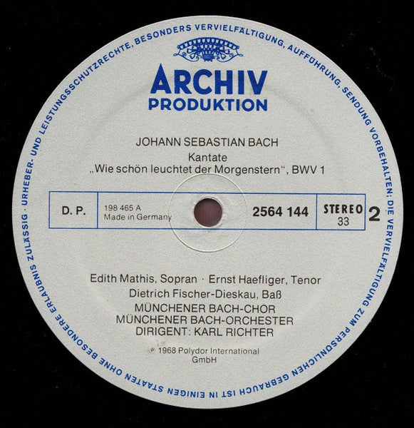 Johann Sebastian Bach, Edith Mathis, Anna Reynolds, Peter Schreier, Dietrich Fischer-Dieskau, Münchener Bach-Chor, Münchener Bach-Orchester – Kantaten Ostern = Easter = Pâques (6xLP) LP vinyl record, image 6 of 10