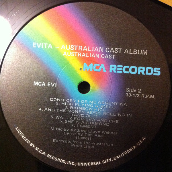 Andrew Lloyd Webber, Tim Rice – Evita Premiere Australian Cast Recording (Excerpts From The Australian Production) LP vinyl record, image 7 of 7