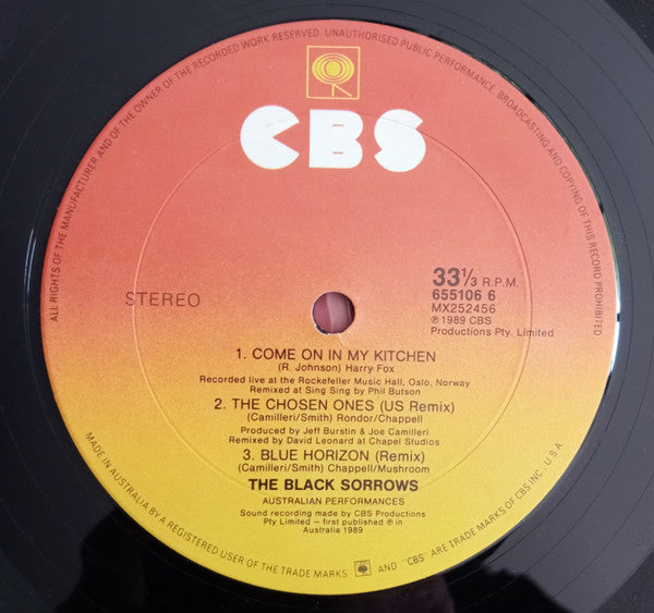 The Black Sorrows – Fire Down Below 12" vinyl record, image 4 of 4