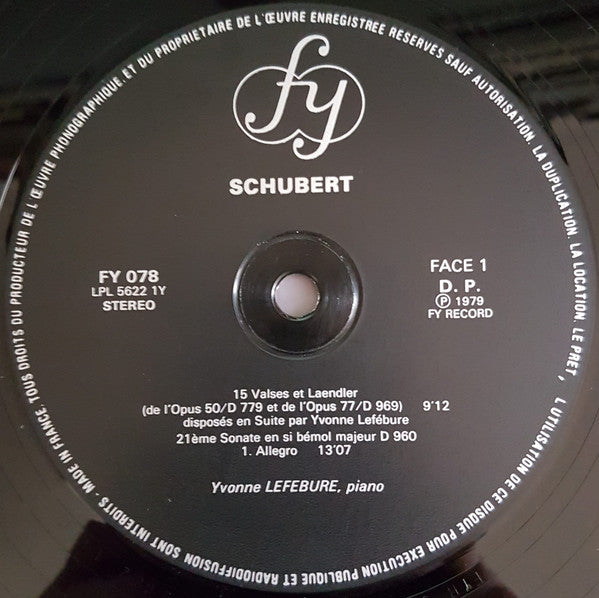 Franz Schubert, Yvonne Lefébure – Schubert / Yvonne Lefèbure LP vinyl record, image 3 of 4