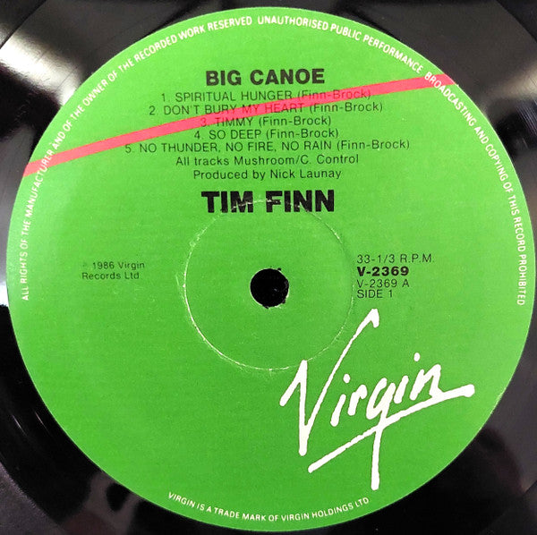Tim Finn – Big Canoe LP vinyl record, image 3 of 4