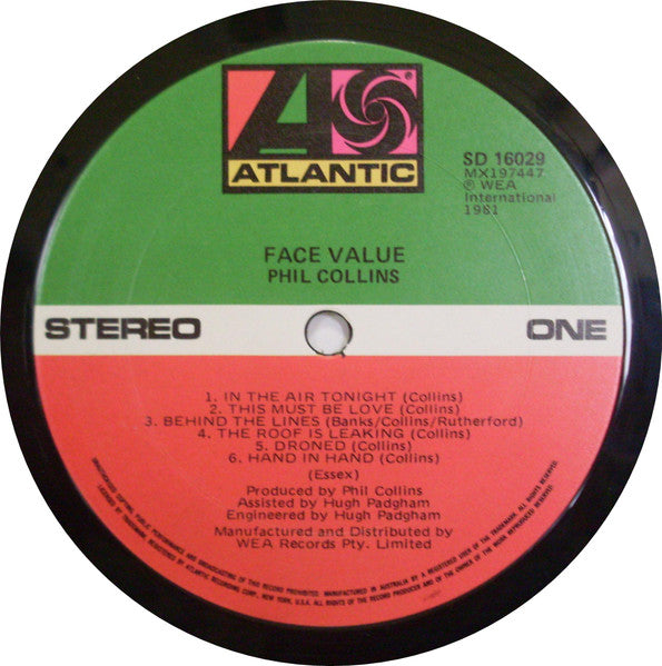 Phil Collins – Face Value LP vinyl record, image 5 of 6