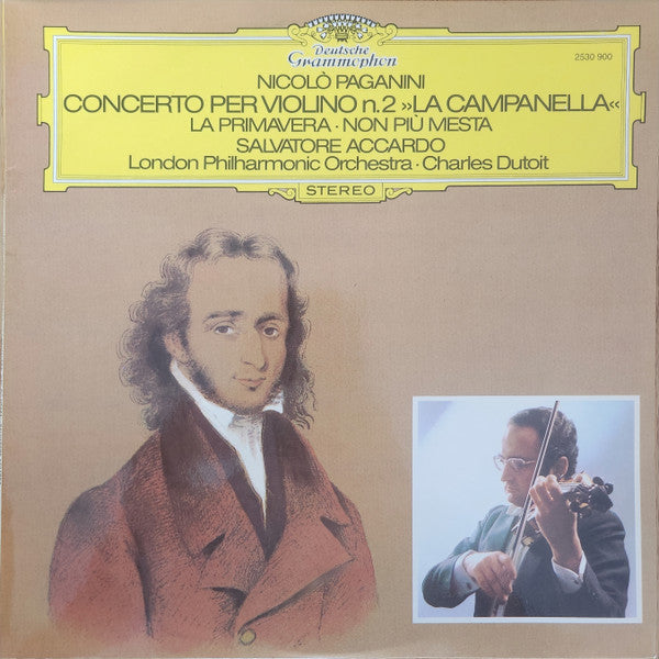Niccolò Paganini, Salvatore Accardo, London Philharmonic Orchestra, Charles Dutoit – Concerto Per Violino N. 2 »La Campanella« · La Primavera · Non Più Mesta LP vinyl record, image 1 of 4