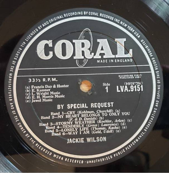 Jackie Wilson – By Special Request LP vinyl record, image 2 of 2