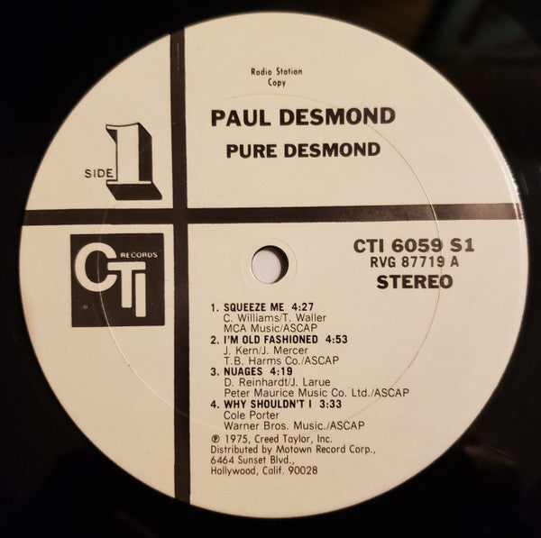 Paul Desmond – Pure Desmond LP vinyl record, image 5 of 6
