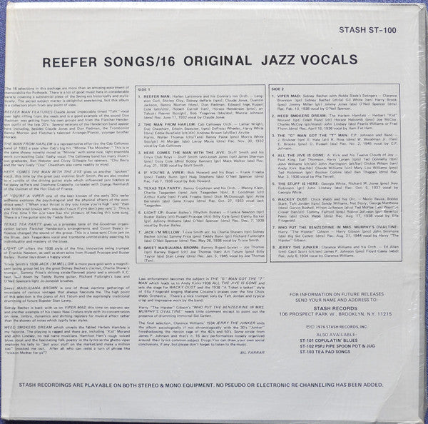 Various – Reefer Songs (16 Original Jazz Classics) LP vinyl record, image 2 of 4