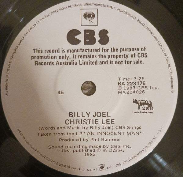 Billy Joel – The Longest Time 7" vinyl record, image 1 of 4