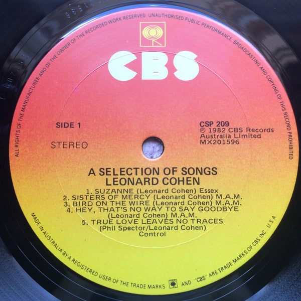 Leonard Cohen – A Selection Of Songs LP vinyl record, image 4 of 5