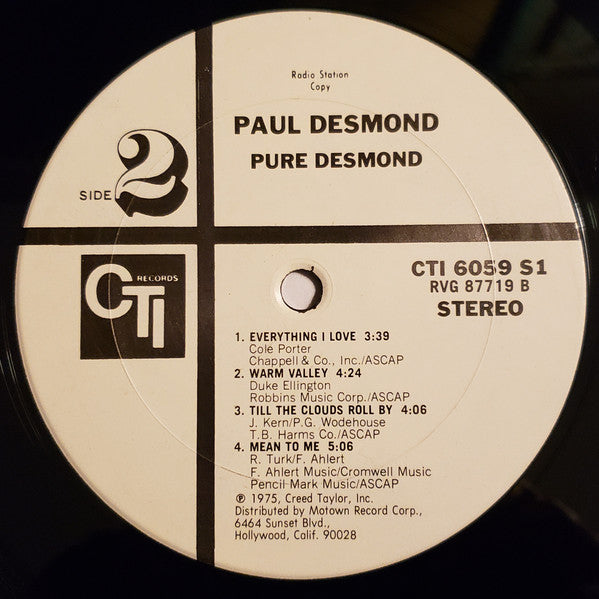 Paul Desmond – Pure Desmond LP vinyl record, image 6 of 6