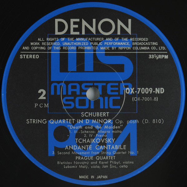 Franz Schubert, Pyotr Ilyich Tchaikovsky, Prague String Quartet – Death And The Maiden / Andante Cantabile LP vinyl record, image 4 of 4