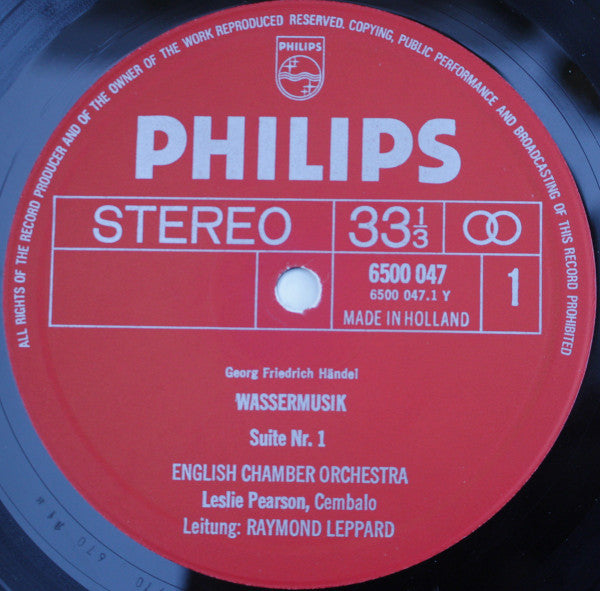 Georg Friedrich Händel, English Chamber Orchestra, Raymond Leppard – Wassermusik LP vinyl record, image 3 of 4