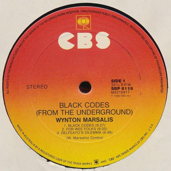 Wynton Marsalis – Black Codes (From The Underground) LP vinyl record, image 3 of 4