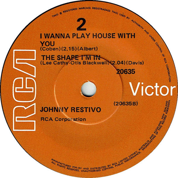 Johnny Restivo – Oh Johnny! 7" vinyl record, image 4 of 4