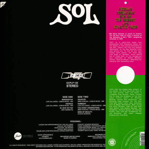 Joe Gallardo, Sol – Sol LP vinyl record, image 2 of 2