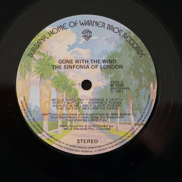 Max Steiner, Muir Mathieson, Sinfonia Of London – Gone With The Wind LP vinyl record, image 4 of 4