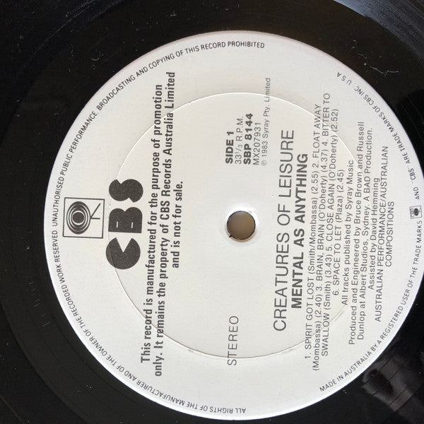 Mental As Anything – Creatures Of Leisure LP vinyl record, image 4 of 5