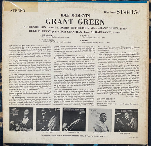 Grant Green – Idle Moments LP vinyl record, image 2 of 4