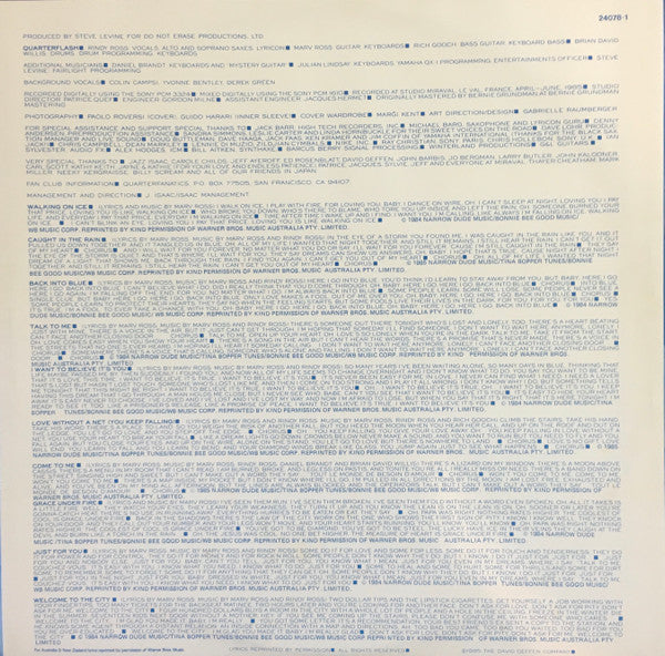 Quarterflash – Back Into Blue LP vinyl record, image 5 of 6