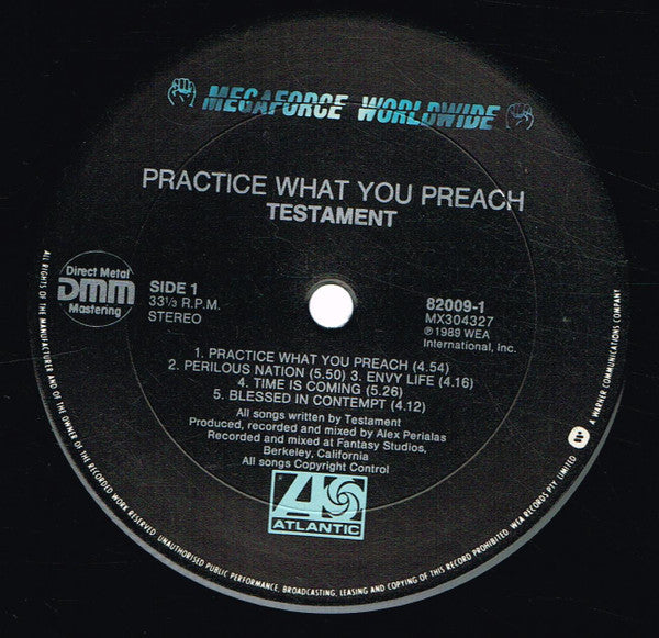 Testament – Practice What You Preach LP vinyl record, image 3 of 4