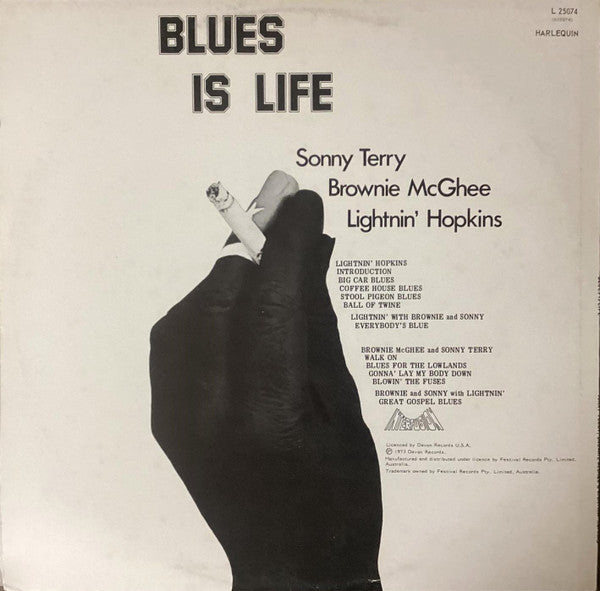 Sonny Terry, Brownie McGhee, Lightnin' Hopkins – Blues Is Life LP vinyl record, image 2 of 4