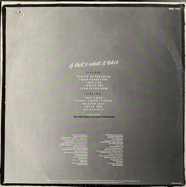 Michael McDonald – If That's What It Takes LP vinyl record, image 4 of 4