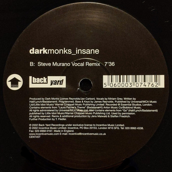 Dark Monks – Insane 12" vinyl record, image 3 of 4