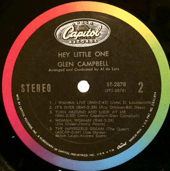 Glen Campbell – Hey, Little One LP vinyl record, image 4 of 4