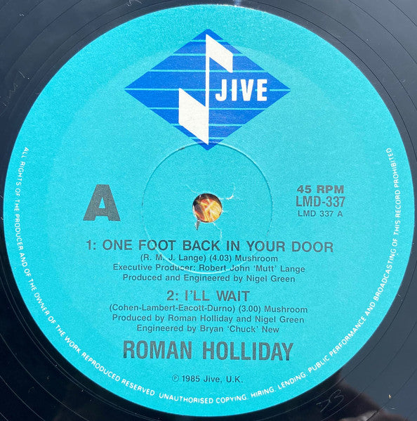 Roman Holliday – One Foot Back In Your Door 12" vinyl record, image 3 of 4