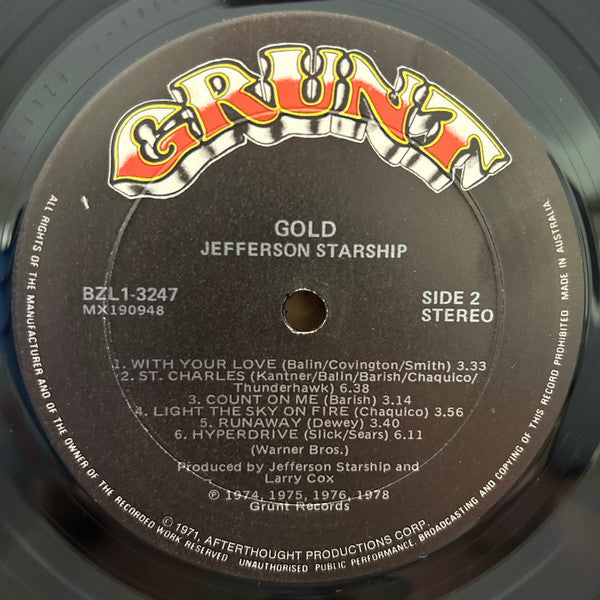 Jefferson Starship – Gold LP vinyl record, image 5 of 5