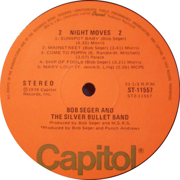 Bob Seger And The Silver Bullet Band – Night Moves LP vinyl record, image 4 of 4