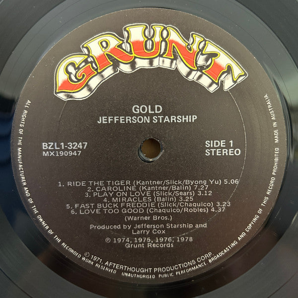 Jefferson Starship – Gold LP vinyl record, image 4 of 5