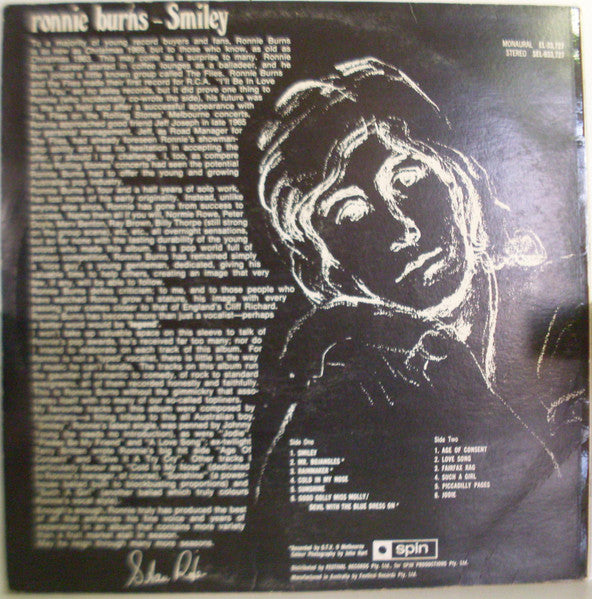 Ronnie Burns – Smiley LP vinyl record, image 2 of 4