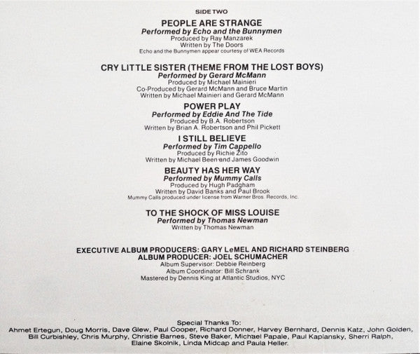 Various – The Lost Boys - Original Motion Picture Soundtrack LP vinyl record, image 5 of 8