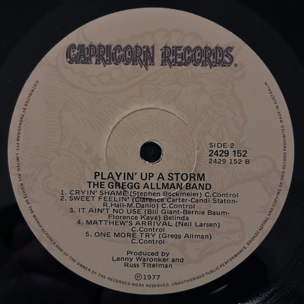 The Gregg Allman Band – Playin' Up A Storm LP vinyl record, image 4 of 4