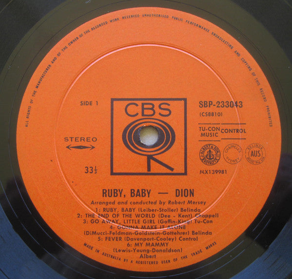 Dion – Ruby Baby LP vinyl record, image 3 of 7