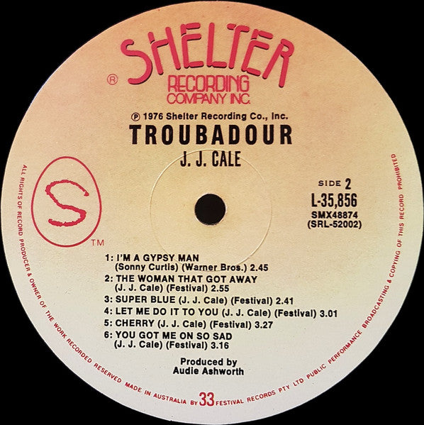 J.J. Cale – Troubadour LP vinyl record, image 4 of 4