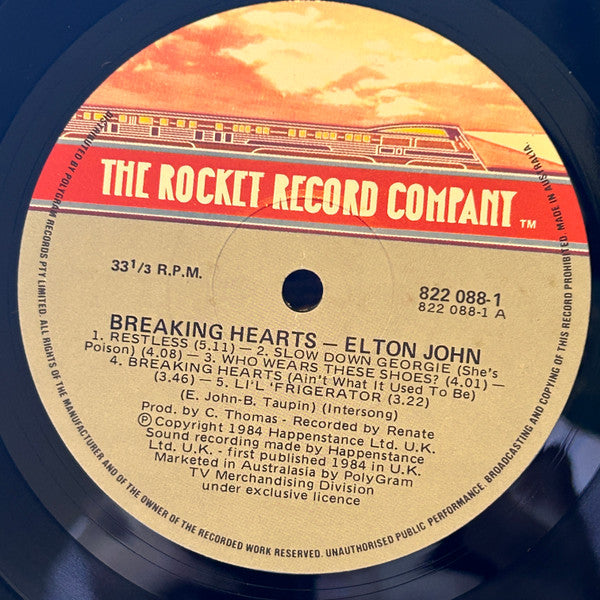 Elton John – Breaking Hearts LP vinyl record, image 3 of 4