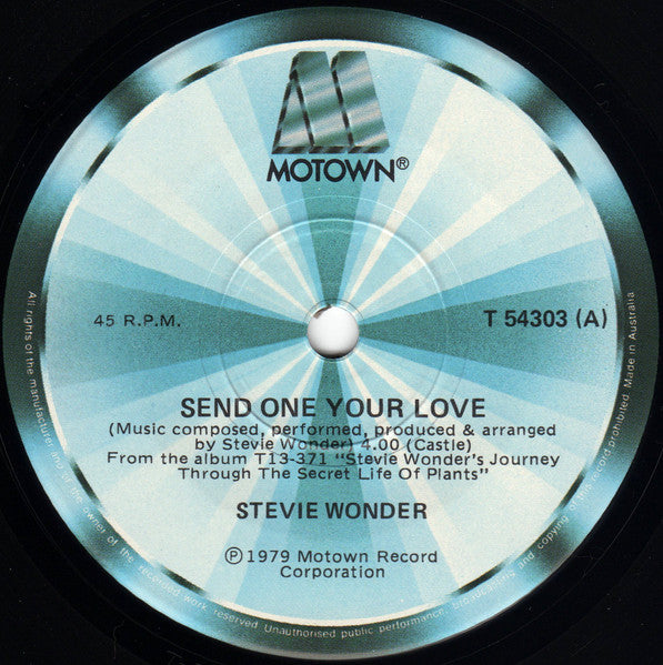 Stevie Wonder – Send One Your Love 7" vinyl record, image 3 of 4