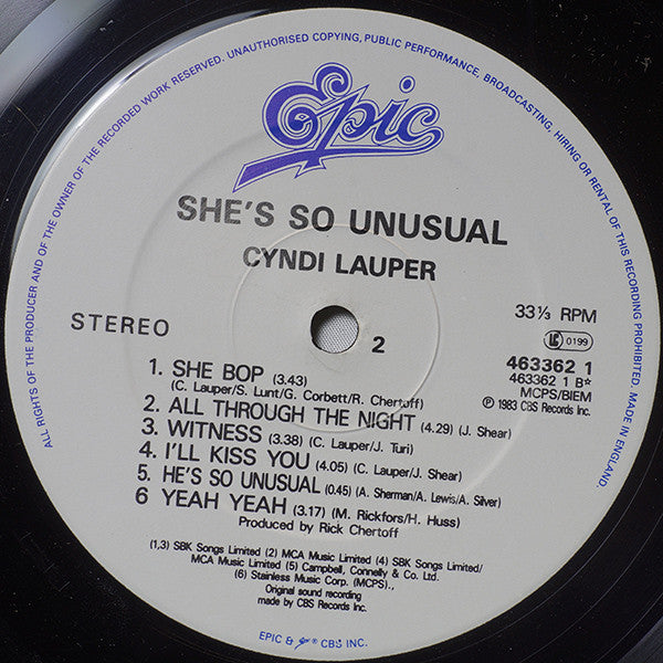 Cyndi Lauper – She's So Unusual LP vinyl record, image 4 of 8