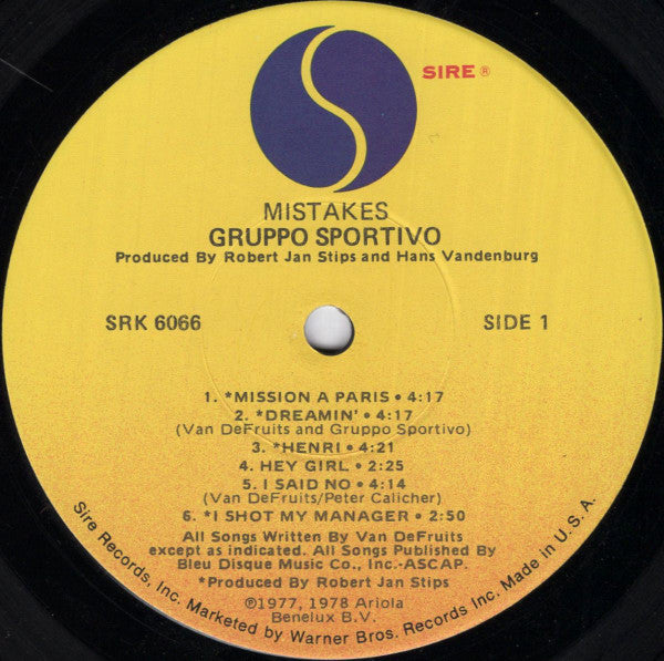 Gruppo Sportivo – Mistakes LP vinyl record, image 2 of 3