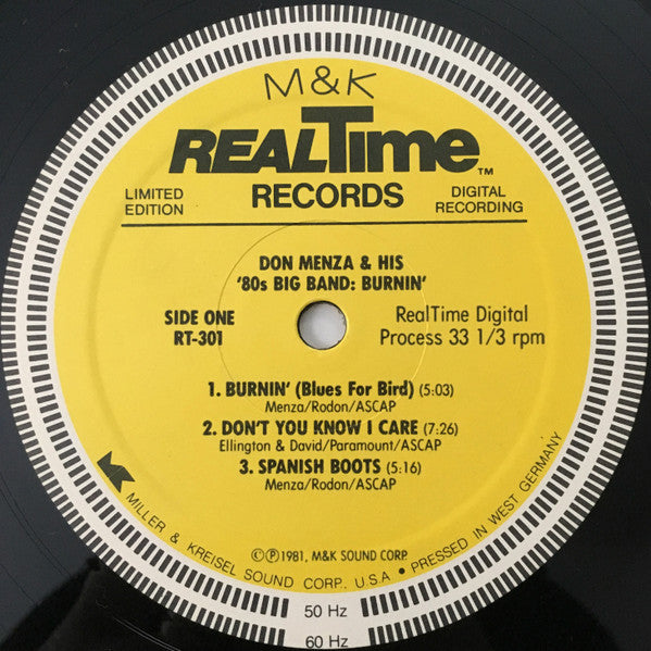 Don Menza & His '80s Big Band – Burnin' LP vinyl record, image 5 of 8