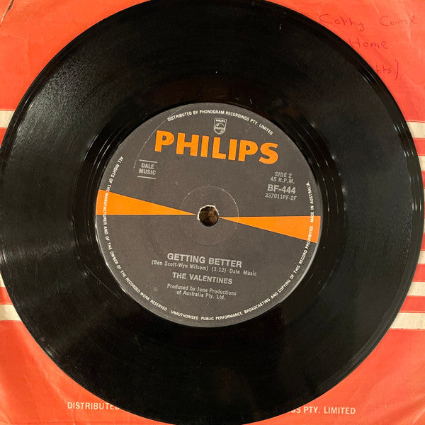 The Valentines – Nick Nack Paddy Whack 7" vinyl record, image 2 of 2